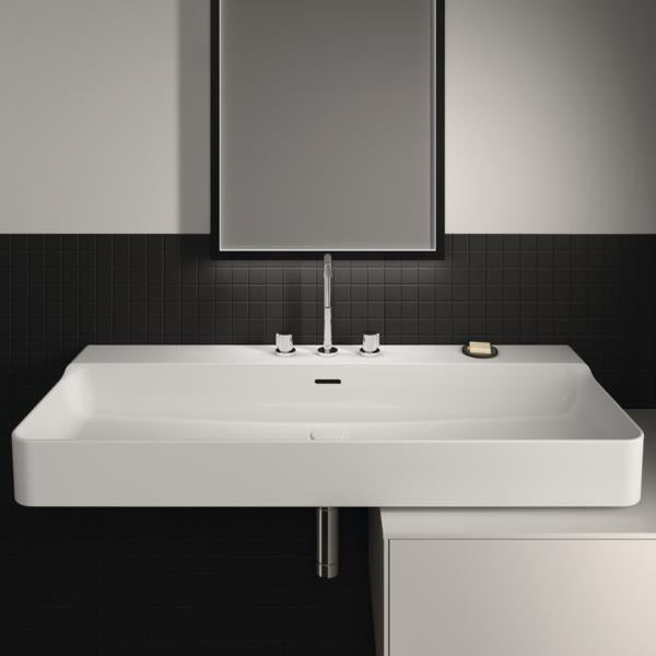Ideal Standard Waschtisch Conca 1200x450x165mm, 3 Hahnlöcher, mit Überlauf, geschliffen, Weiß