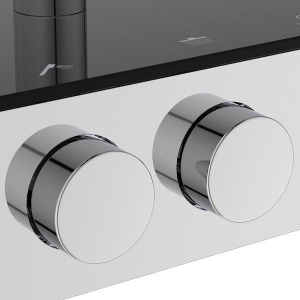 Ideal Standard Duschsystem Ceratherm Solos mit LED-Leuchtring Silver Storm – Thermostat, Kopf- & Handbrause