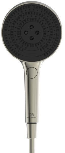 Ideal Standard Duschsystem Ceratherm Solos mit LED-Leuchtring Silver Storm – Thermostat, Kopf- & Handbrause