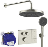 IDEAL STANDARD Ceratherm Navigo Solos Brausethermostat-Paket in Brushed Gold – mit Kopfbrause, Handbrause & UP-Bausatz