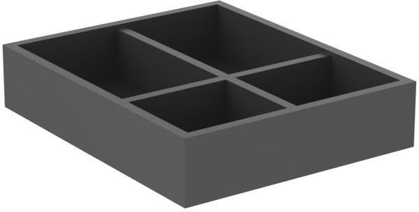 IDEAL STANDARD Conca Aufbewahrungsbox klein, anthrazit matt, 200 x 230 x 50 mm, Holz, 4 Fächer