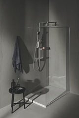 IDEAL STANDARD Duschsystem Ceraflow Alu+ mit Brausearm, 2 Ablagen, 2-Funktions-Handbrause und Kopfbrause Rose