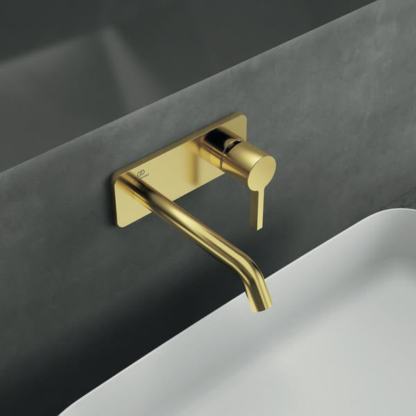 IDEAL STANDARD Joy Wand-Waschtischarmatur 180 mm Brushed Gold eckige Rosette