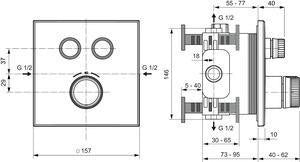 Ideal Standard Ceratherm Navigo Armaturen-Paket 03 Chrom – Brausethermostat & UP-Bausatz