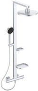 Ideal Standard Duschsystem Ceratherm Alu+ mit Thermostat, Kopf- und Handbrause, 2 Ablagen, Silber