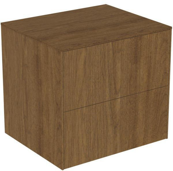 Ideal Standard Conca Waschtischunterschrank 602 mm, 2 Auszüge, Walnuss Dunkel, Push-Open