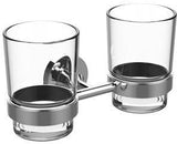 Ideal Standard IOM Doppel-Zahnputzbecher Klarglas mit Chrom-Halterung, wandhängend, 2 Becher