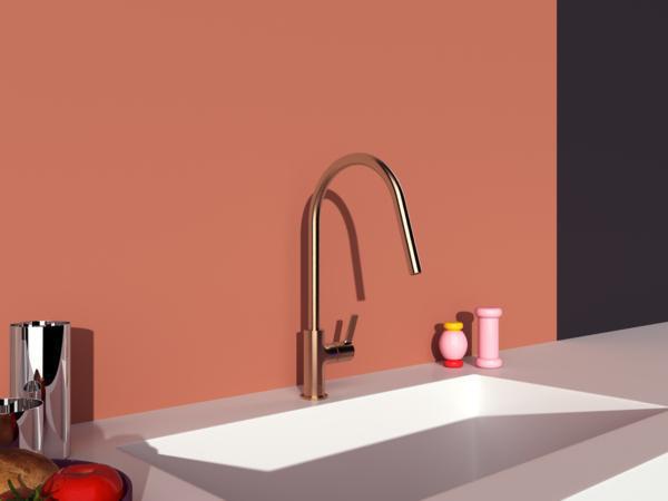 IDEAL STANDARD Gusto Küchenarmatur 238 mm Ausladung Sunset Rose – Einhebelmischer mit 360° Schwenkbereich