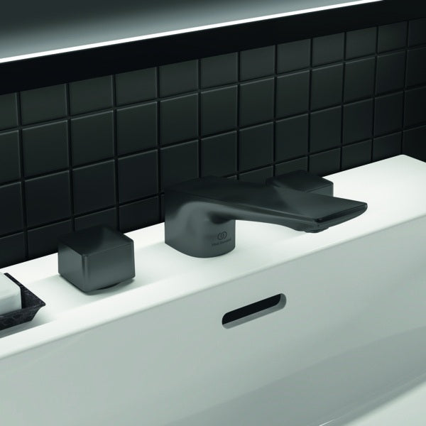 Ideal Standard Conca 3-Loch-Waschtischarmatur Brushed Gold mit Ablaufgarnitur, Ausladung 133 mm