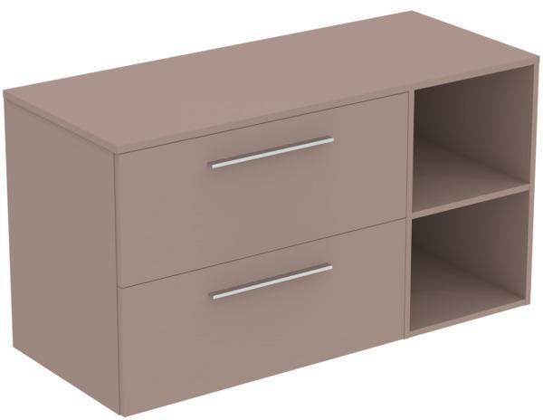Ideal Standard i.life B Möbel-Set 120 cm – 2 Auszüge, 2 offene Fächer, Chrom/Weiß matt