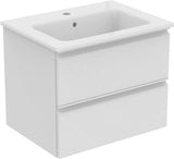 Ideal Standard Connect E Waschtisch/Möbel-Paket 600 mm Weiß/Walnuss Dunkel – 2 Auszüge, Softclose