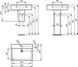 Ideal Standard Connect Cube Waschtisch 600 mm, 1 Hahnloch, mit Überlauf, Weiß