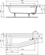 Ideal Standard Raumspar-Badewanne Hotline Neu 1600x700mm asymmetrisch rechts Weiß