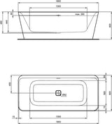 Ideal Standard Tonic II Duo-Badewanne freistehend 1800x800x600 mm Seidenweiß