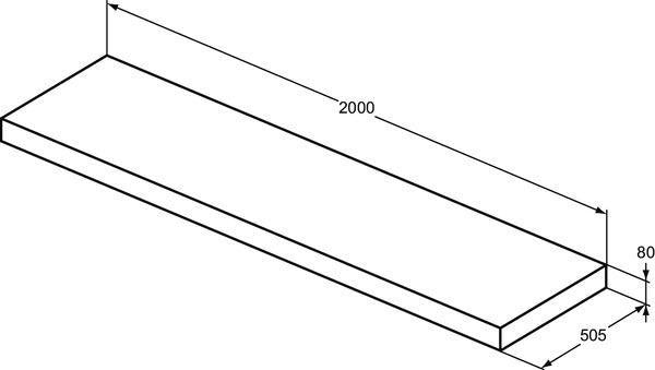 Ideal Standard Conca Konsole 1600x505x80 mm Weiß – Rechteckige Waschtischplatte