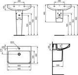 IDEAL STANDARD i.life B Waschtisch 650 mm mit 1 Hahnloch und Überlauf in Weiß