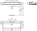 Ideal Standard Conca Aufsatzwaschtisch 1200 mm, 3 Hahnlöcher, ohne Überlauf, Weiß