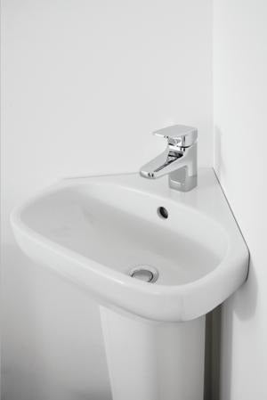 IDEAL STANDARD Eck-Waschtisch i.life A 450x410mm Weiß – 1 Hahnloch, mit Überlauf