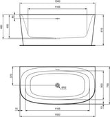 Ideal Standard D-Form-Badewanne Dea 1500x750x610mm Weiß für Wandanbindung