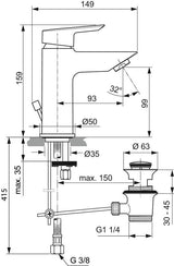 Ideal Standard Tesi Waschtischarmatur – BlueStart 5 l/min, Push-Open, Chrom