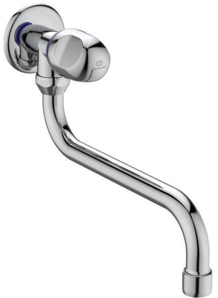 Ideal Standard Alpha Wandventil, Ausladung 230 mm, Chrom – schwenkbarer S-Auslauf
