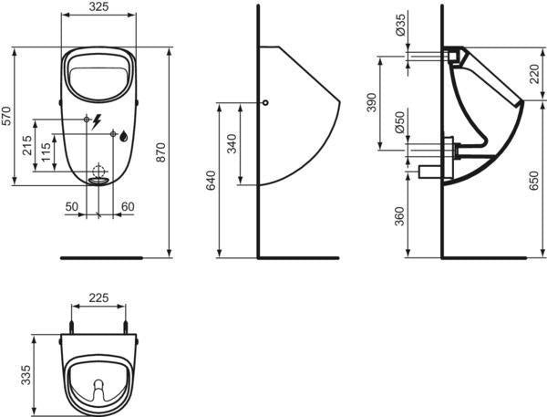Ideal Standard Elektronik-Urinal Connect Weiß – Wandhängend mit Netzanschluss