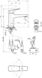 Ideal Standard Ceraplan iX Hybrid-Waschtischarmatur mit Push-Open Ventil und Bluestart, Chrom