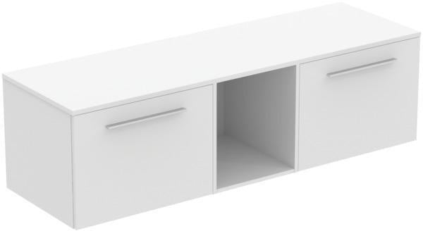 Ideal Standard i.life B Möbel-Set 160 cm – 2 Auszüge, 1 offenes Fach, Chrom/Weiß matt