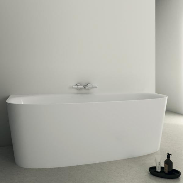Ideal Standard D-Form-Badewanne Dea 1800x800mm mit Ablauf und Schürze, Weiß