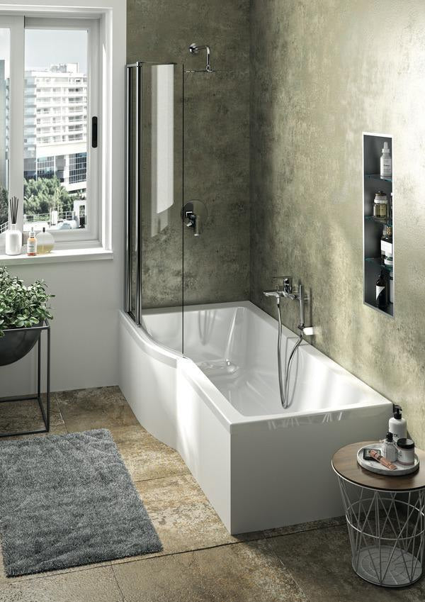 Ideal Standard Raumspar-Badewanne Connect Air, links, 1695x795x390 mm, Weiß – Kombi-Badewanne mit Fußablauf
