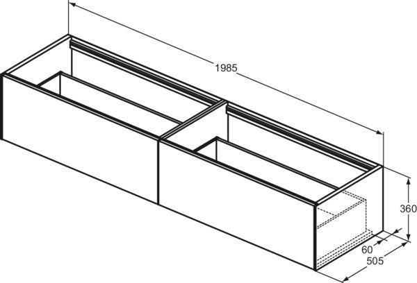 Ideal Standard Conca WT-Unterschrank 1985 mm, 2 Auszüge, Eiche geflammt, wandhängend