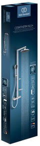Ideal Standard Duschsystem Ceratherm Alu+ mit Thermostat, Kopf- und Handbrause, 2 Ablagen, Silber