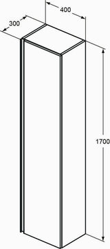 IDEAL STANDARD Hochschrank Connect E, 1 Tür, 400x300x1700 mm, Walnuss Dunkel, wandhängend, Softclose