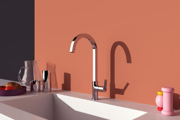 IDEAL STANDARD Gusto Küchenarmatur 204 mm eckiger Auslauf Silver Storm – Einhebel-Spültischbatterie