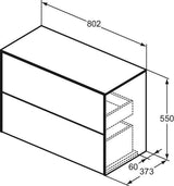 Ideal Standard Conca Waschtischunterschrank 802 mm, 2 Auszüge, Sunset – Wandhängend