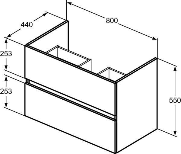 IDEAL STANDARD MWT-Unterschrank Eurovit+ 800 mm mit 2 Auszügen in grau