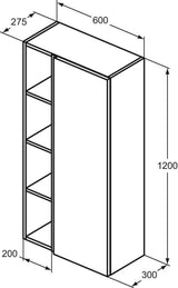 Ideal Standard Hochschrank Finesse 600x300x1200 mm, 1 Tür rechts, Greige matt