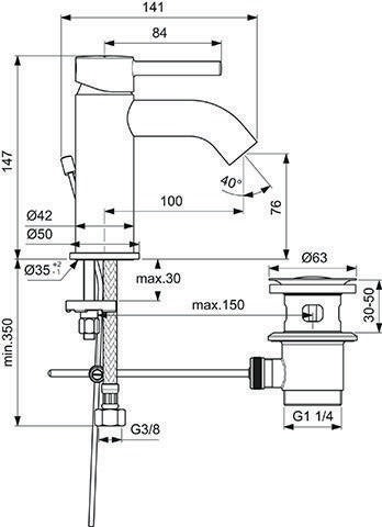 Ideal Standard Connect E Waschtisch/Möbel-Paket 600 mm Weiß/Walnuss Dunkel – 2 Auszüge, Softclose