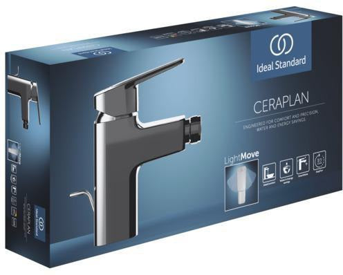 Ideal Standard Ceraplan Bidetarmatur mit Ablaufgarnitur, 94 mm Ausladung, Chrom