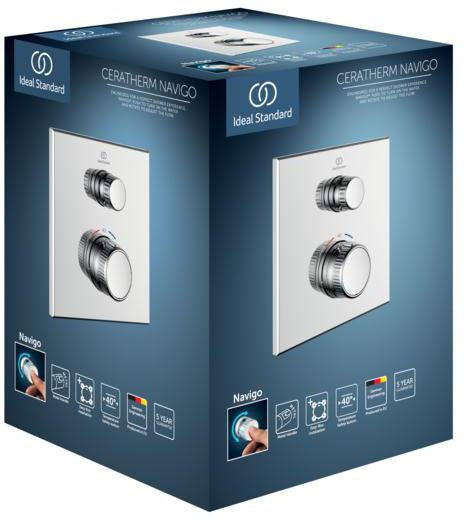 Ideal Standard Ceratherm Navigo Brausethermostat Unterputz eckig Chrom – 1 Verbraucher, DICHT-FIX
