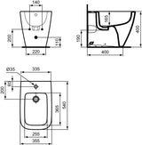 Ideal Standard Stand-Bidet i.life B 355x540x400 mm Weiß mit Überlauf und 1 Hahnloch