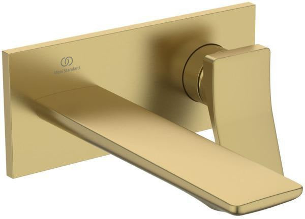 Ideal Standard Conca Wand-Waschtischarmatur BS2 in Brushed Gold, 180 mm Ausladung, eckige Rosette