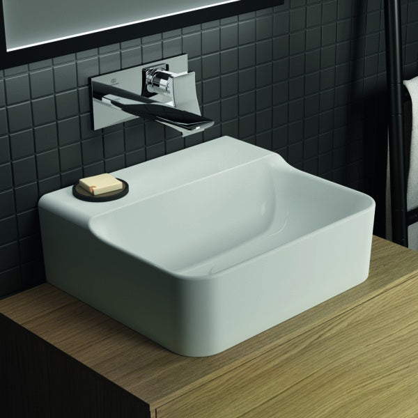 Ideal Standard Handwaschbecken Conca 400x350x145 mm Weiß – ohne Hahnloch und Überlauf