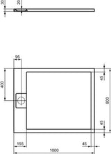 Ideal Standard Ultra Flat S i.life Brausewanne 1000x800x30mm Carraraweiß – Mineralguss mit Anti-Rutsch