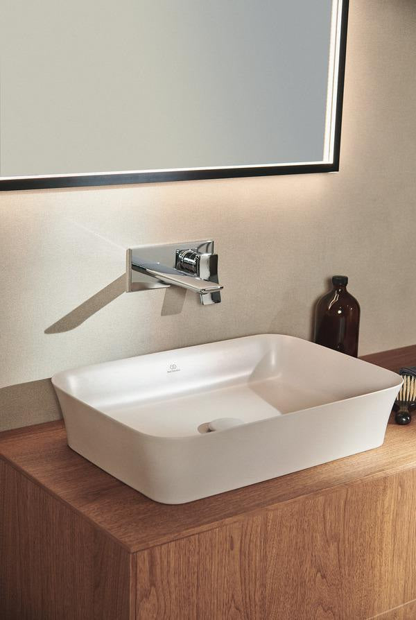 Ideal Standard Conca Wand-Waschtischarmatur BS2 in Brushed Gold, 180 mm Ausladung, eckige Rosette