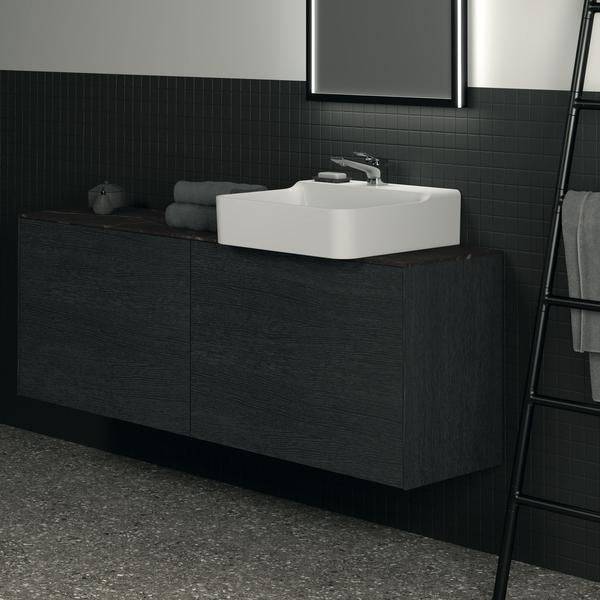 Ideal Standard Waschtischplatte Conca aus Keramik 1587x373x6 mm in Marmor Noir Desir