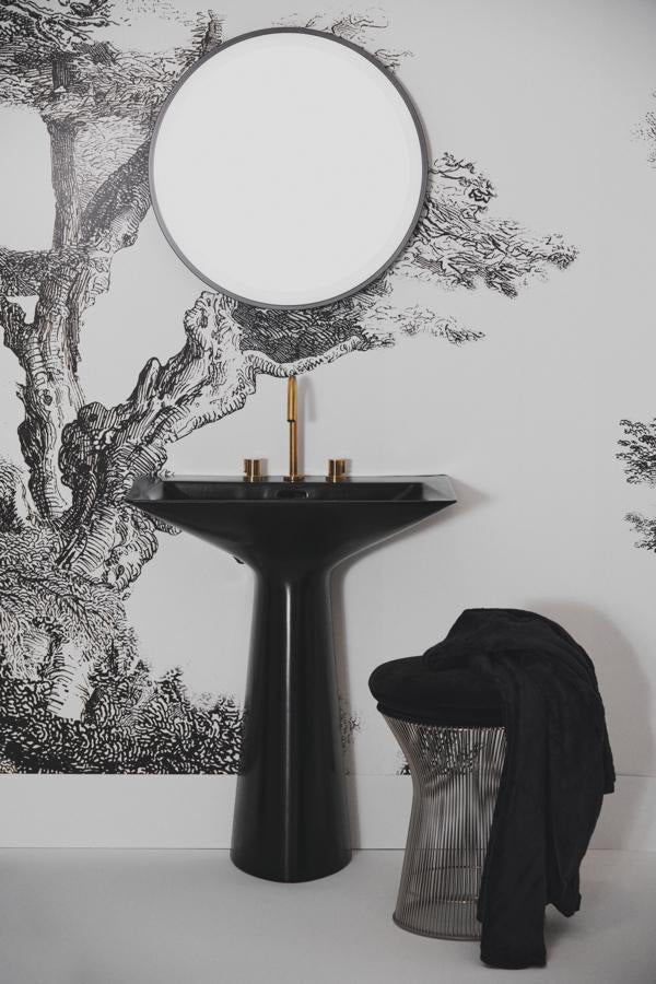 Ideal Standard Säulenwaschtisch Tipo-Z 740x470x900 mm Schwarz mit 3 Hahnlöchern und Überlauf