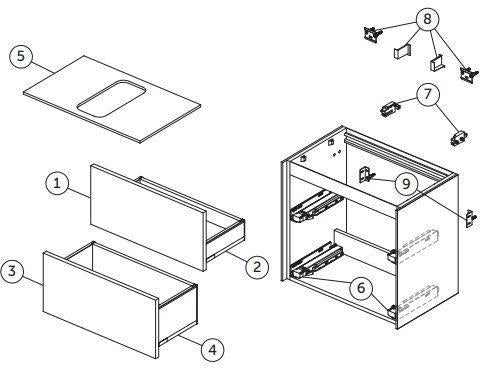 Ideal Standard Conca WT-Unterschrank 602 mm, 2 Auszüge, Push-Open & Softclose, Anthrazit