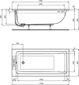 Ideal Standard Duo-Badewanne La Dolce Vita 2000x1000 mm Weiß – Rechteckige Einbauwanne mit 435 l Inhalt