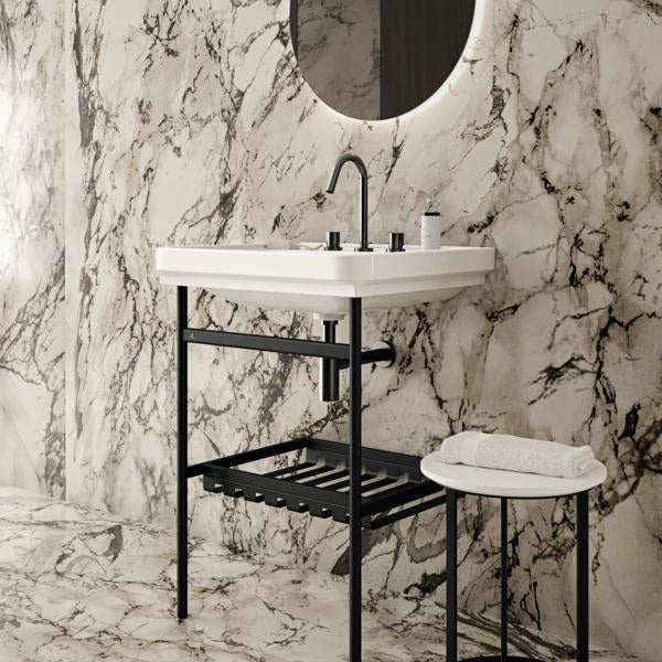 Ideal Standard Conca Bodenstehende Metallkonsole 560x483x817 mm Silk Black mit Handtuchhalter
